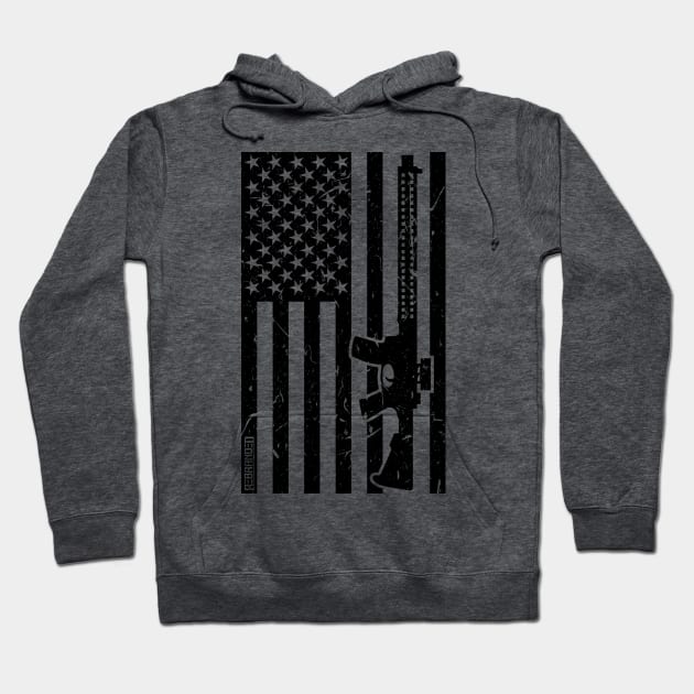 Distressed Flag with AR15 Hoodie by Rebranded_Customs